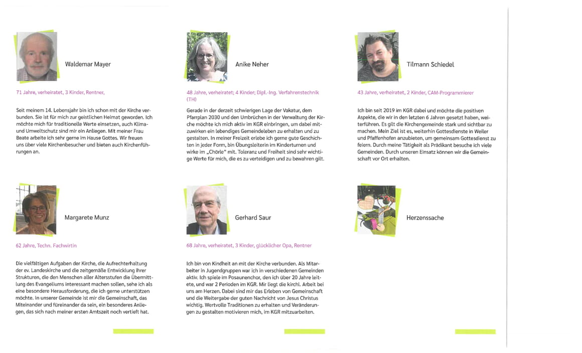 Unsere Kandidaten für den Kirchengemeinderat